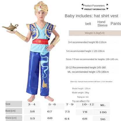 Halloween Arab King Costume Aladdin Magic Lamp Prince Carnival Party Adult Men Boys Stage Performance Dress Up Costume