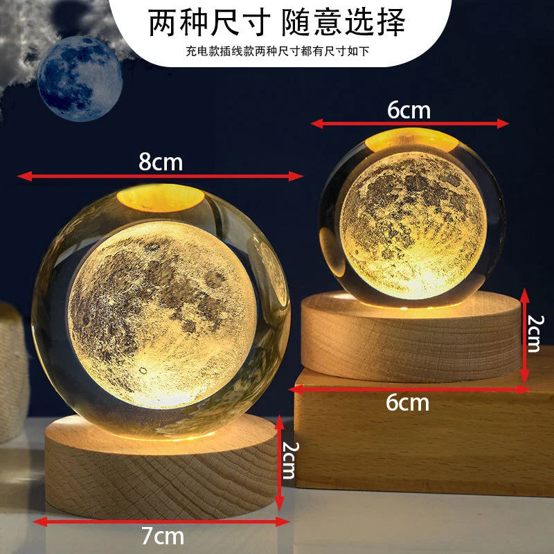 Ramadan Decoration 3D Crystall Ball Night Light Mosque Castle Moon Glowing Ornament Muslim Islam Party Decor Ramadan Kareem Gift