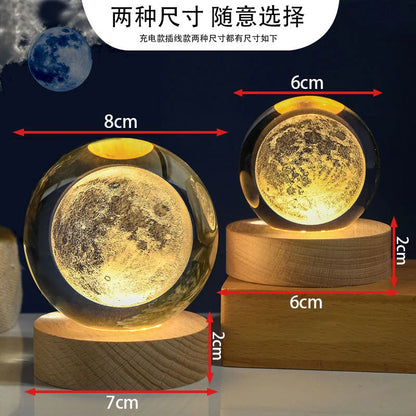 Ramadan Decoration 3D Crystall Ball Night Light Mosque Castle Moon Glowing Ornament Muslim Islam Party Decor Ramadan Kareem Gift