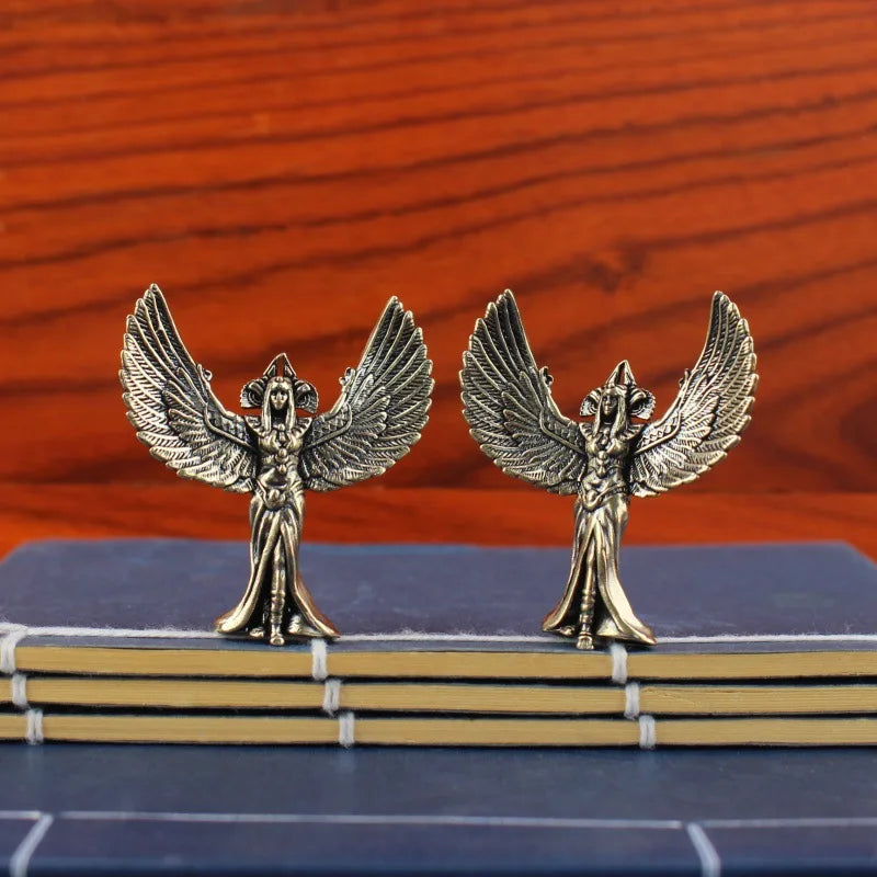 Egyptian Winged Goddess Statue – Metal Handicraft Desk Ornament