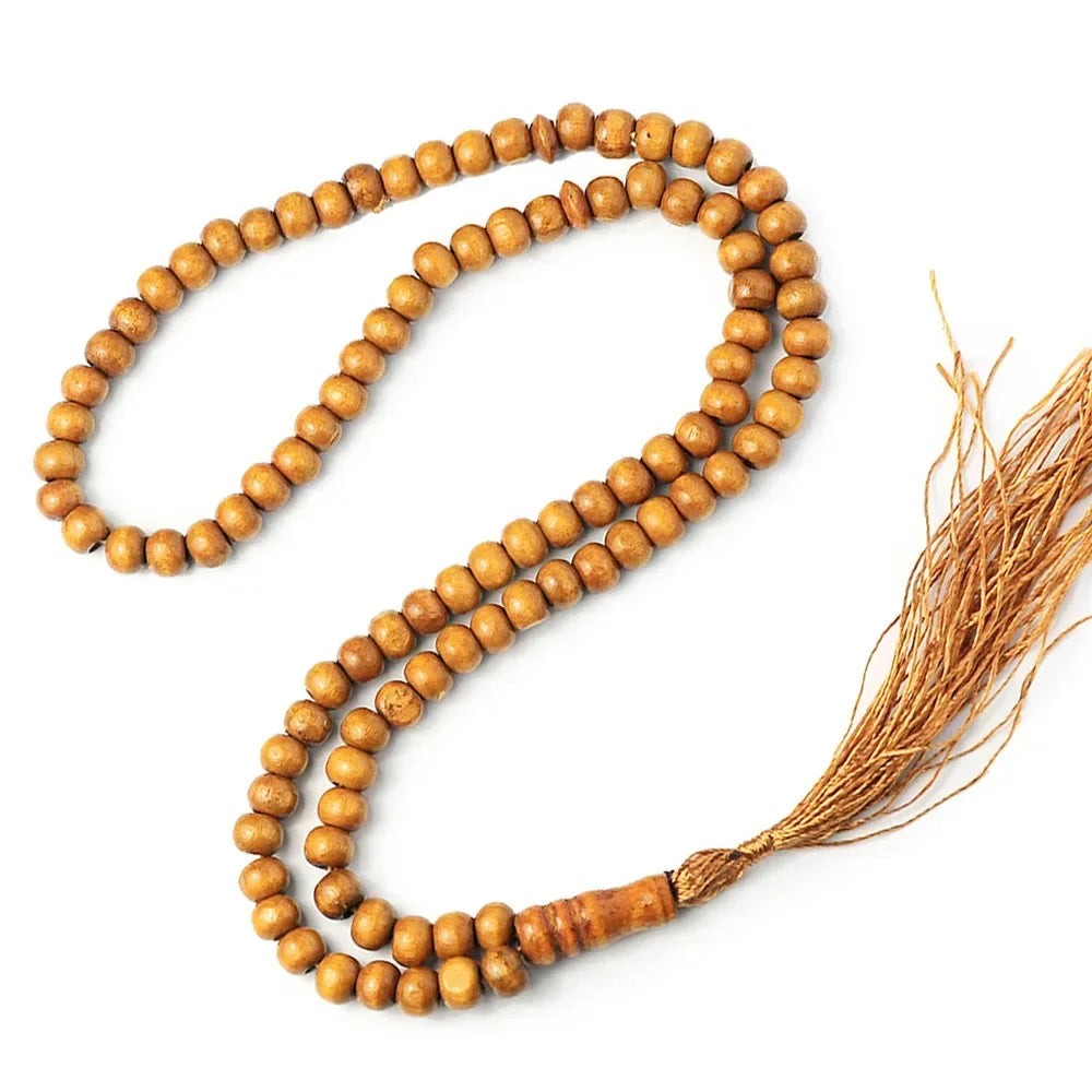 1pcs Wooden Tasbih Prayer Beads 99 Muslim Prayer Beads Islamic Handheld Prayer Beads Muslim Rosary Beads Bracelet with Tassel