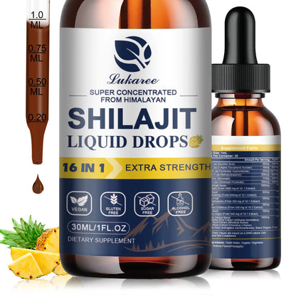 Lukaree Shilajit Drops with 85+ Trace Minerals and Fulvic Acid for Men&Women Immunity&Digestive System Health Cognitive Support