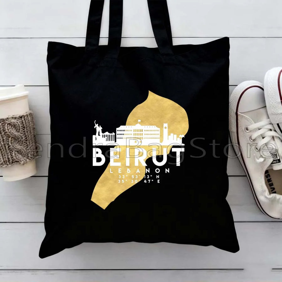 Ya Beirut – Lebanon Flag Heart Canvas Shoulder Tote