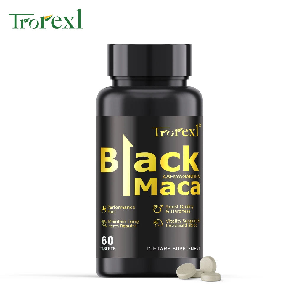 Natural Black Maca ERECTEnhancer, Male Power Strength Supplements for Volume Enhancing, Max Stamina Capsule for Man
