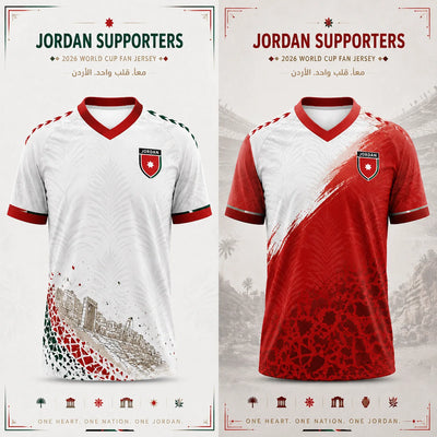 Jordan 2026 Red Football Jersey – Crest Print, Lightweight Unisex Sports Top