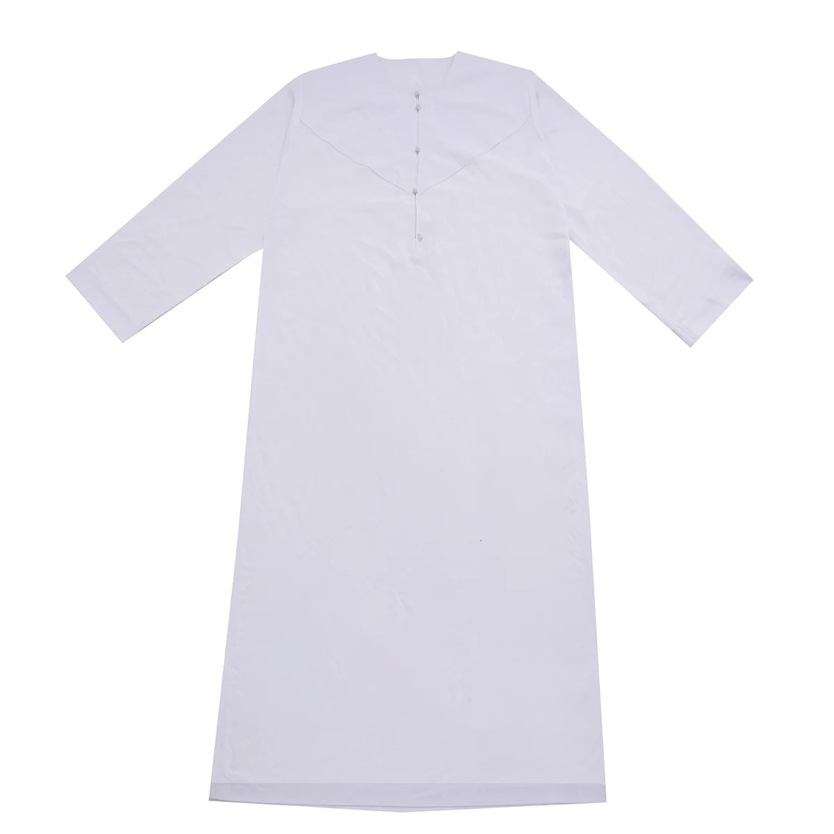 TH839 Men's Muslim Middle Eastern Men Long Sleeves Pure Color Buckle Robe Ramadan Eid Jubba Thobe