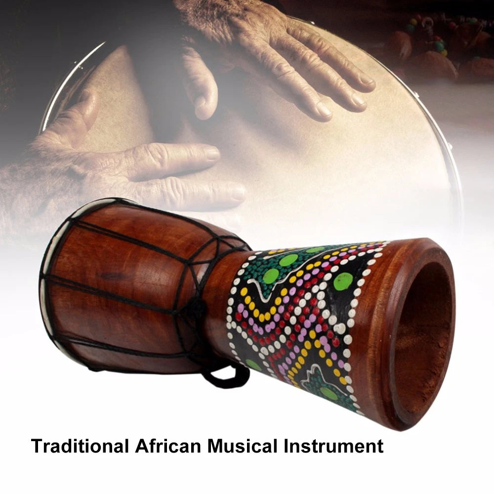 6in African Djembe Drum Hand-Carved -Wood Goat-Skin Traditional African Musical Instrument African Djembe Hand-Carved Drum