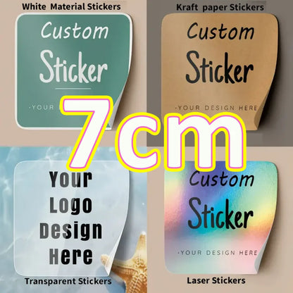 45-50pcs Custom Personalized Stickers - 4 Unique Materials (White PVC, Clear, Holographic, Kraft) - Design Your Own!