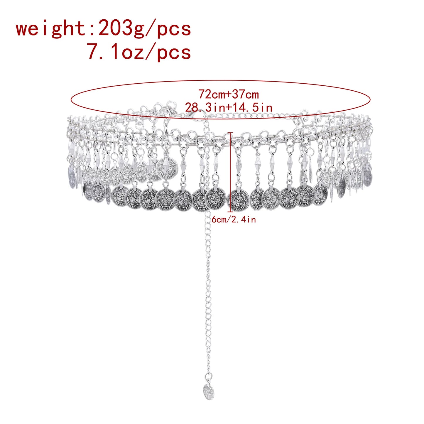 Vintage Coin Tassel Waist Chains For Women Black Crystal Bohemian Ethnic Charms Belly Jewelry India Gypsy Turkey Accessory Gift