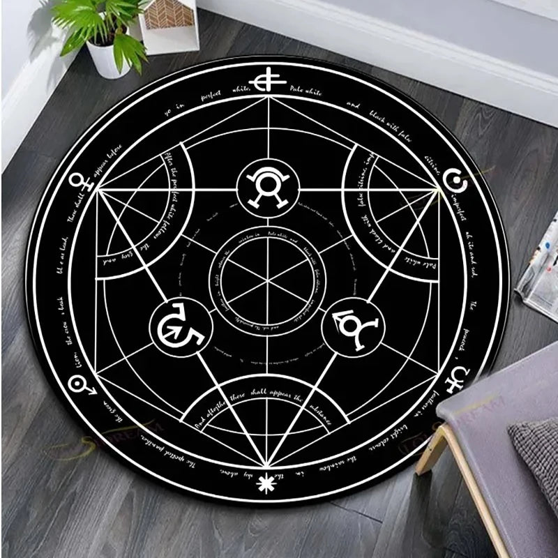 Cartoon Magic Circle, Celestial Star Pattern, Dark Series Theme, Home Decorative Round Carpet, Game Room Floor Mat
