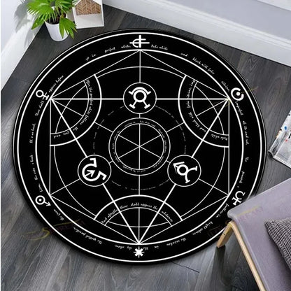 Cartoon Magic Circle, Celestial Star Pattern, Dark Series Theme, Home Decorative Round Carpet, Game Room Floor Mat