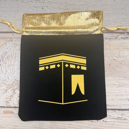10pcs Black Kaaba Velvet Gift Bags Hajj Mubarak Umrah Mubarak Muslim Islamic Ramadan Kareem Happy Eid Al Adha Decoration Present