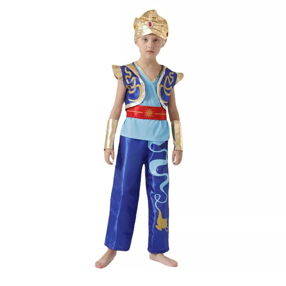 Halloween Arab King Costume Aladdin Magic Lamp Prince Carnival Party Adult Men Boys Stage Performance Dress Up Costume