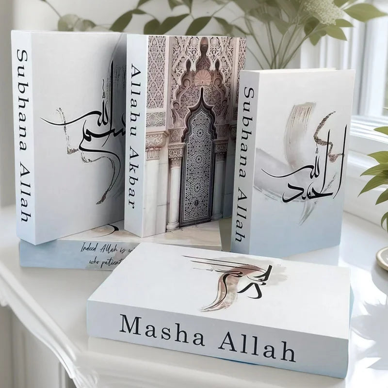 Islamic Ramadan Luxury Fake Book Storage Box Decorative Books Kaaba Mosque Muslims Arch Moroccan Coffee Table Shelf Home Decor