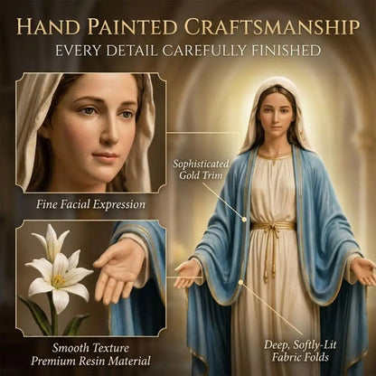 Mary Statue 12cm Open Arms Religious Figurine Resin Mary Desk Ornament for Home Living Room Bedroom Bathroom Desktop Bookshelf