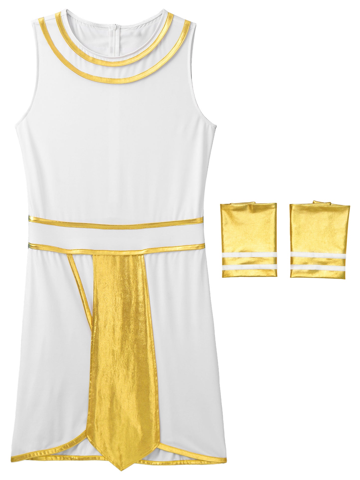 Pharaoh & Spartan Robe Costume – Men's Egyptian God Cosplay with Cuffs