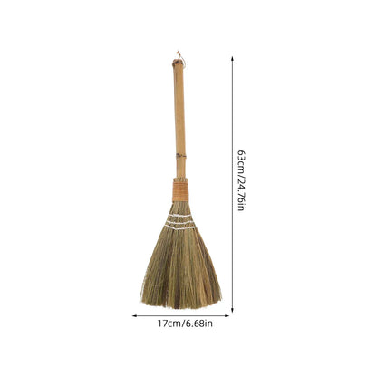 Vietnamese Grass Broom Traditional Straw Sweeper Long Bamboo Handle Household Dust Removal Broom Indoor Outdoor Cleaning Brush