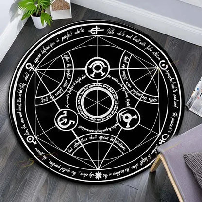 Cartoon Magic Circle, Celestial Star Pattern, Dark Series Theme, Home Decorative Round Carpet, Game Room Floor Mat
