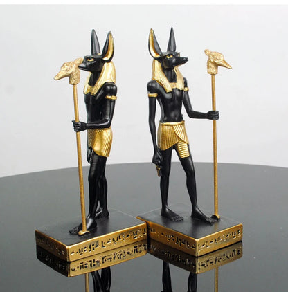 Anubis Resin Sculpture – Egyptian Jackal Guardian & Pyramid Decor