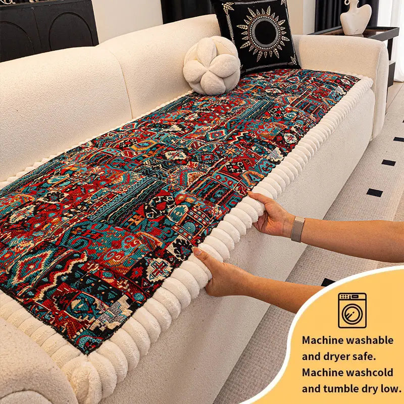 1PC-Autumn and winter thick Bohemian style anti slip sofa cushion 2025 new simple and high-end ethnic style cushion
