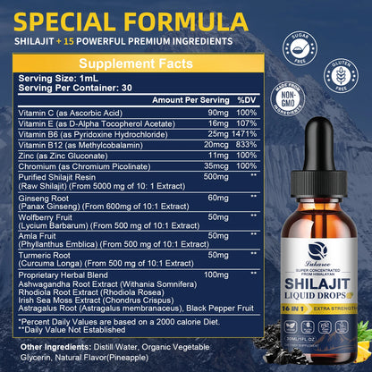 Lukaree Shilajit Drops with 85+ Trace Minerals and Fulvic Acid for Men&Women Immunity&Digestive System Health Cognitive Support