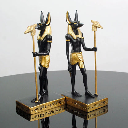 Anubis Resin Sculpture – Egyptian Jackal Guardian & Pyramid Decor