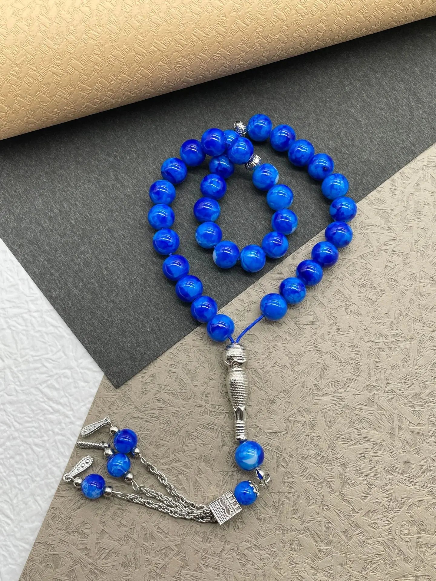 Muslim Prayer Beads for Men, 33pcs 10mm Beads with Kaaba Tassel, Ramadan Misbaha Tasbih Zikr Bracelet