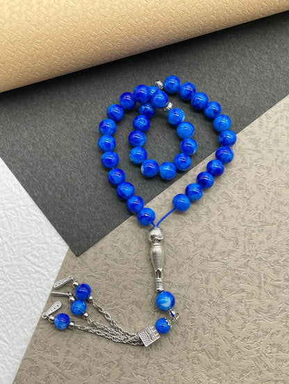 Muslim Prayer Beads for Men, 33pcs 10mm Beads with Kaaba Tassel, Ramadan Misbaha Tasbih Zikr Bracelet