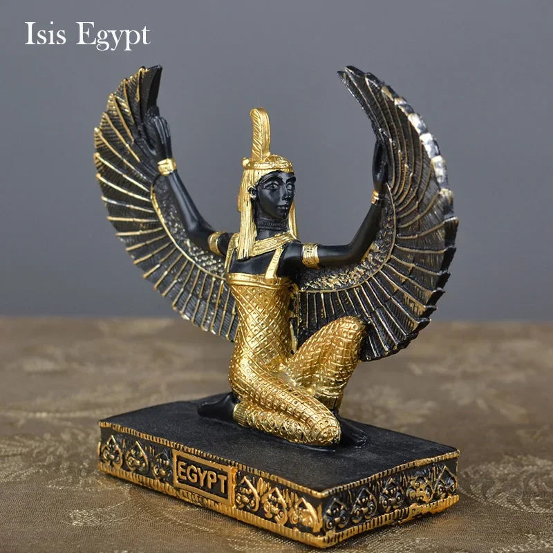 Isis & Obelisk Resin Sculpture – Ancient Egyptian Goddess of Motherhood & Marriage Decor