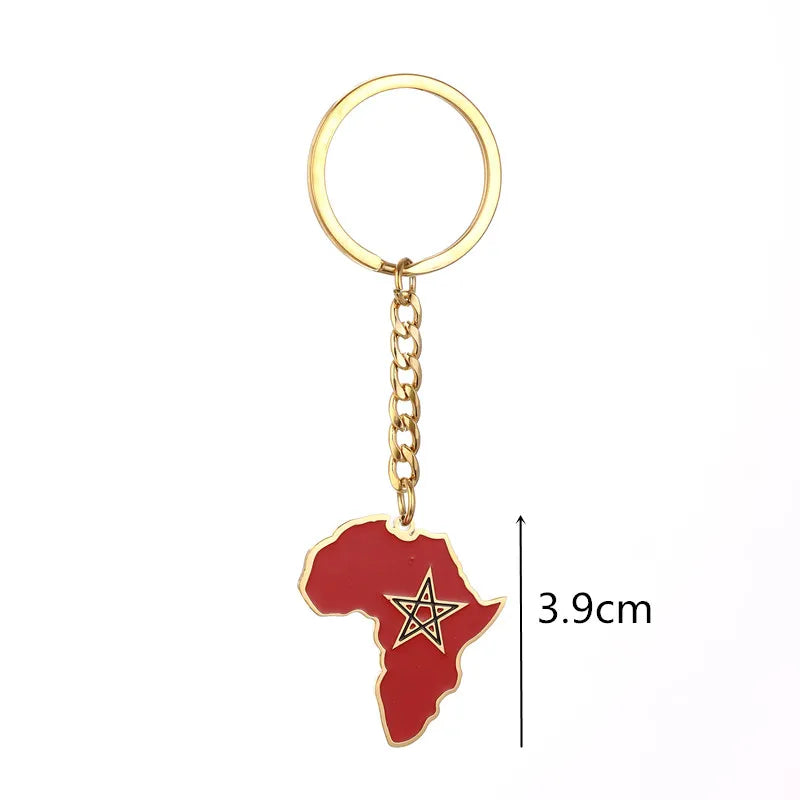 Africa Map Keychain – Stainless Steel Hip-Hop Jewelry, Morocco to South Africa