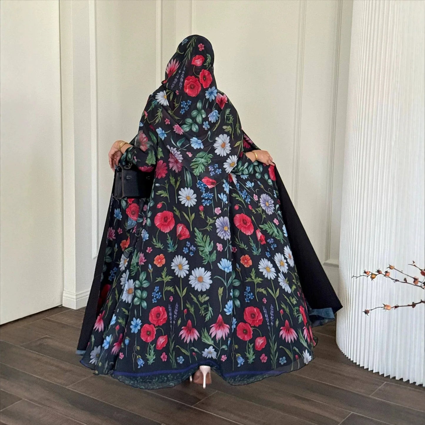 Flower Print Eid – The Open Cardigan Khimar Set for the Muslim Woman in America