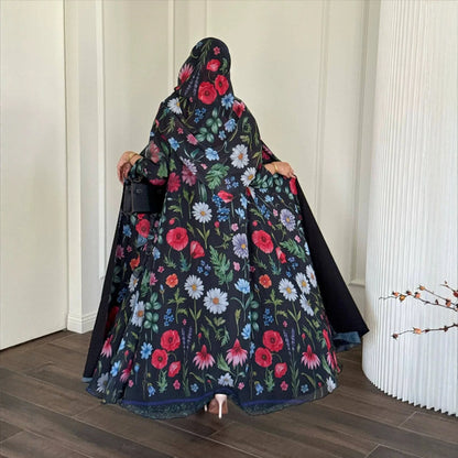 Flower Print Eid – The Open Cardigan Khimar Set for the Muslim Woman in America