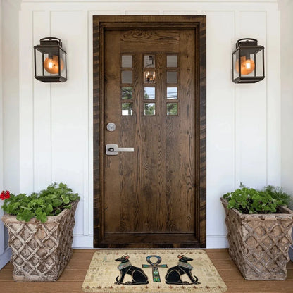 Egyptian Cats & Ankh Doormat – Anti-Slip Entrance Rug, Ancient Egypt Home Decor