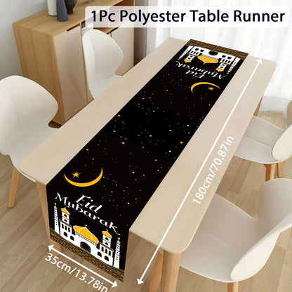 EID Mubarak Decoration Table Runner Ramadan Decor 2024 For Home Tablecloth Ramadan Kareem Islamic Muslim Party Eid Al-Fitr Gifts