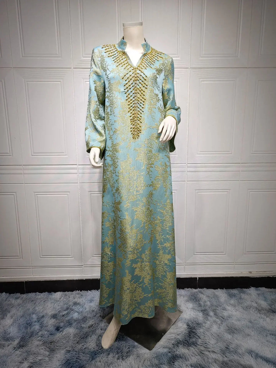 Eid Radiance – Beaded Collar Abaya for the Arab Woman in America