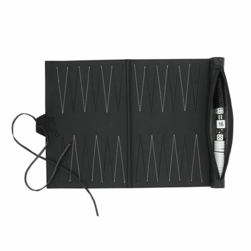 【AA04】Roll Up Backgammon Sets Portable Travel Board Game Set For Adults And Kids Foldable PU Classic Chess Board Roll-Up Easy In