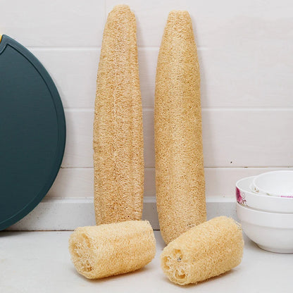 Natural Bath Loofah Exfoliating Body Sponge with Rope Loofah Scrubber for Skin Care Spa Shower Body Bath Brush Kitchen Cleaning