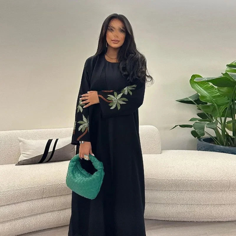 Black Leaves – Embroidered Abaya for the Muslim Woman