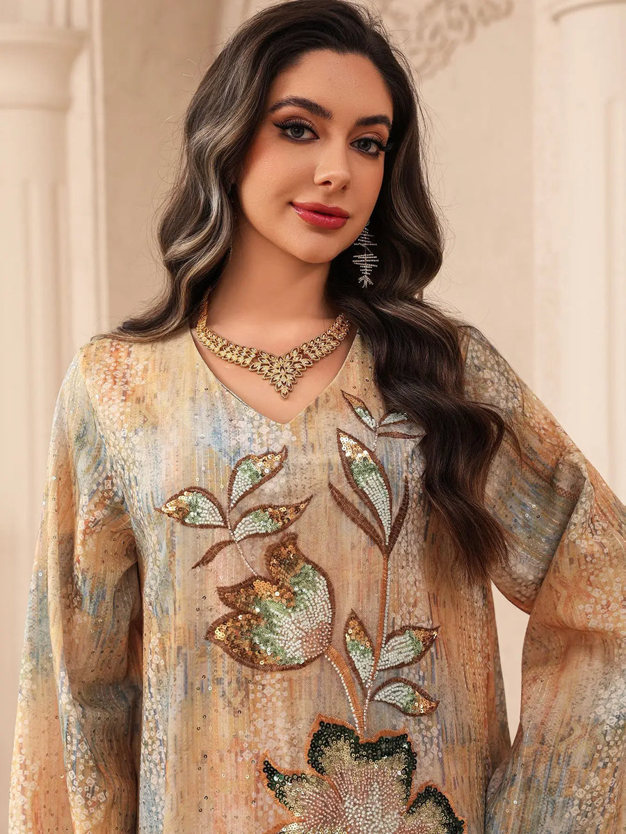 Flowers of Light – The Sequined Eid Djellaba for the Muslim Woman in America