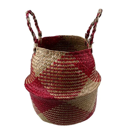 WHISM Handmade Seagrass Storage Basket Flower Pot Rattan Container Toys Organizer Holder Laundry Basket Home Decor Dropshipping
