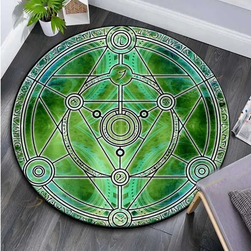 Cartoon Magic Circle, Celestial Star Pattern, Dark Series Theme, Home Decorative Round Carpet, Game Room Floor Mat