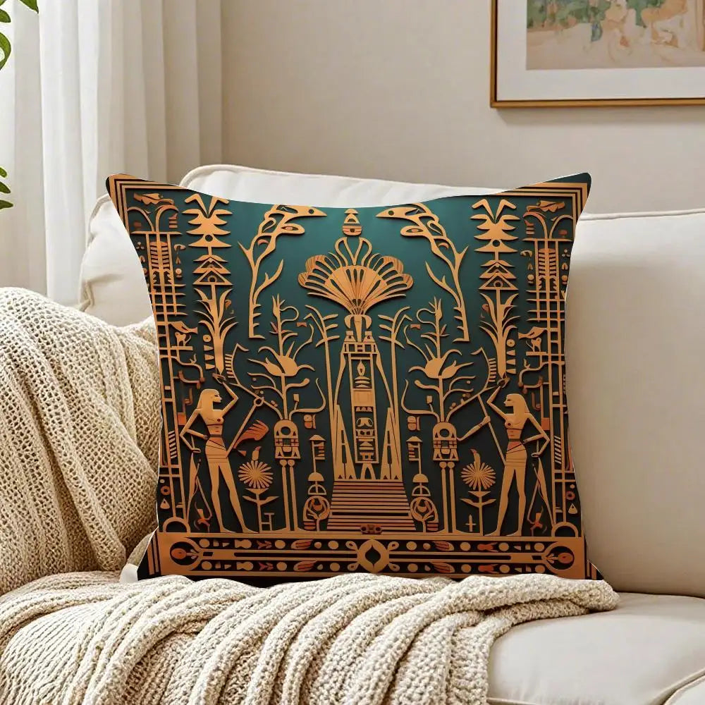 Pharaoh Cushion Cover – Egyptian Art Pillowcase, Anti-Dustmite Sofa Decor