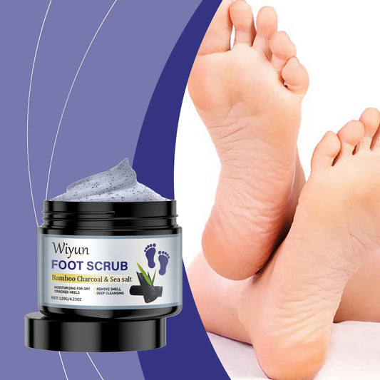 Exfoliating Foot Scrub with Bamboo Charcoal Sea Salt Dead Skin Removal Soften Feet Skin Deep Cleansing Feet Smoothing Care