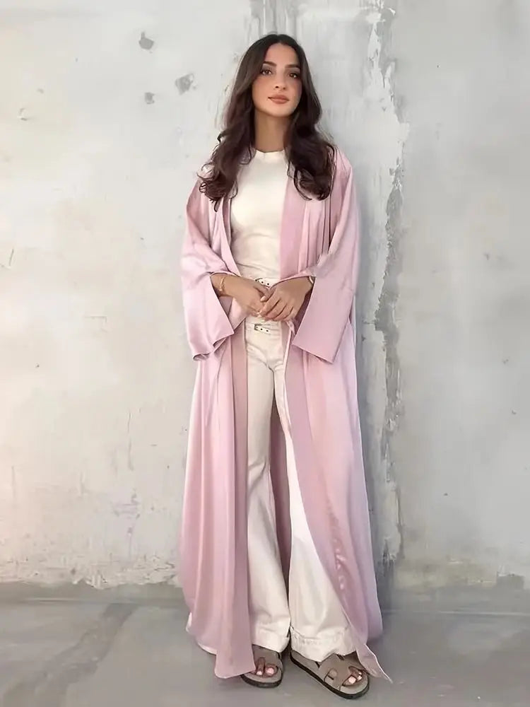 Palestine Pink – The Satin Kimono Abaya for the Muslim Woman in America