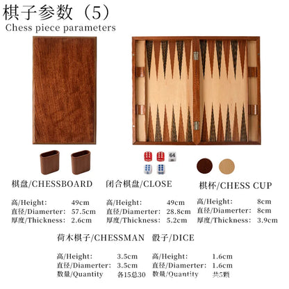 Solid Wood Backgammon Set - Educational Tabletop Board Game for Family Entertainment & Leisure
