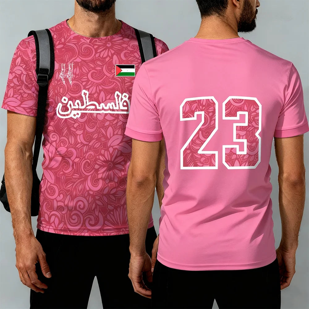 Palestine Football Jersey Youth & Adults Breathable Outdoor Soccer Training Uniform Palestinian Flag Digitally Printed T-shirt