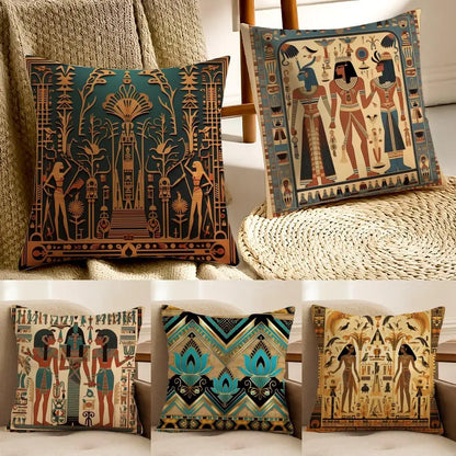 Pharaoh Cushion Cover – Egyptian Art Pillowcase, Anti-Dustmite Sofa Decor