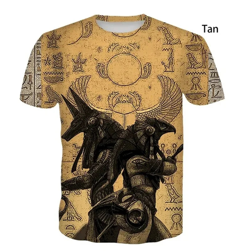 Horus & Anubis 3D T-Shirt – Ancient Egyptian God Print, Men's & Kids' Streetwear