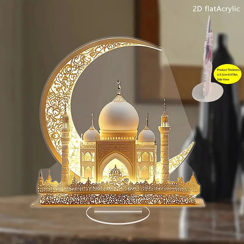 Ramadan Festival 2D Acrylic Moon Castle Craft Ornament 2025 Eid Al-fitr Mubarak Decoration Islamic Muslim Home Party Table Gifts