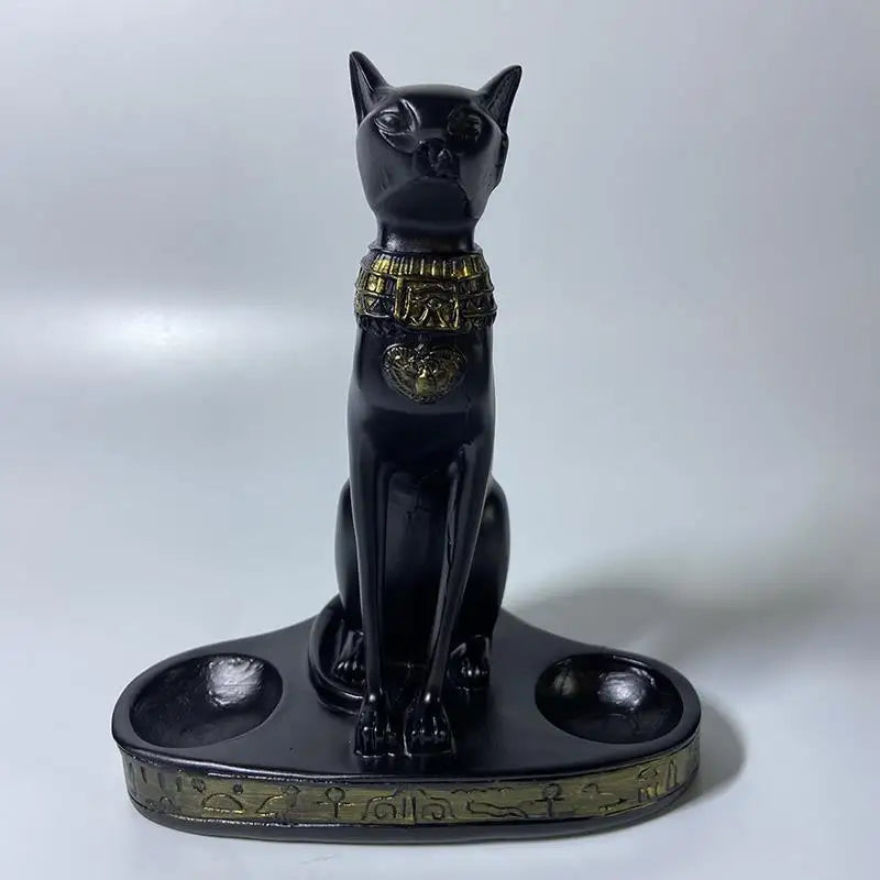 Anubis Cat Crystal Ball Stand – Egyptian Resin Statue for Sphere Display & Home Decor